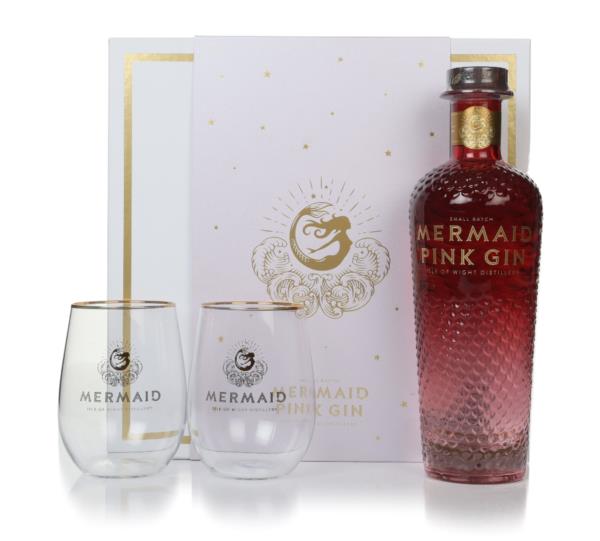 Mermaid Pink Gin Gift Pack with 2x Glasses Flavoured Gin