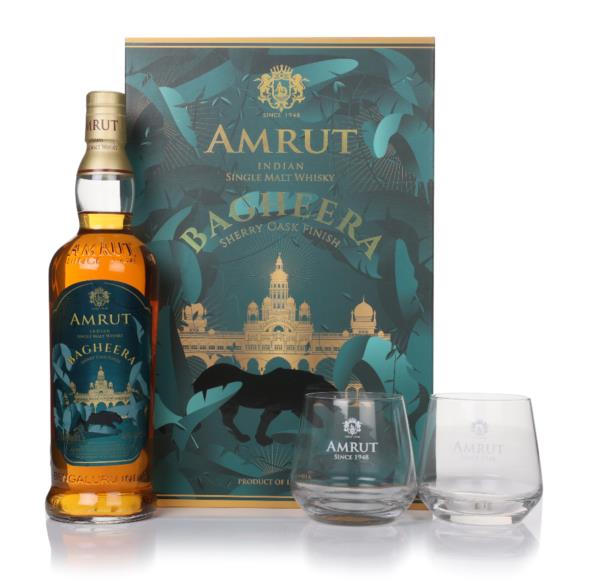 Amrut Bagheera Sherry Cask Finish Gift Set with 2x Glasses Single Malt Whisky