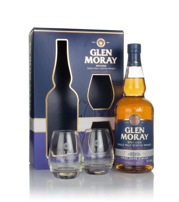 Glen Moray Port Cask Gift Pack with 2x Glasses Single Malt Whisky