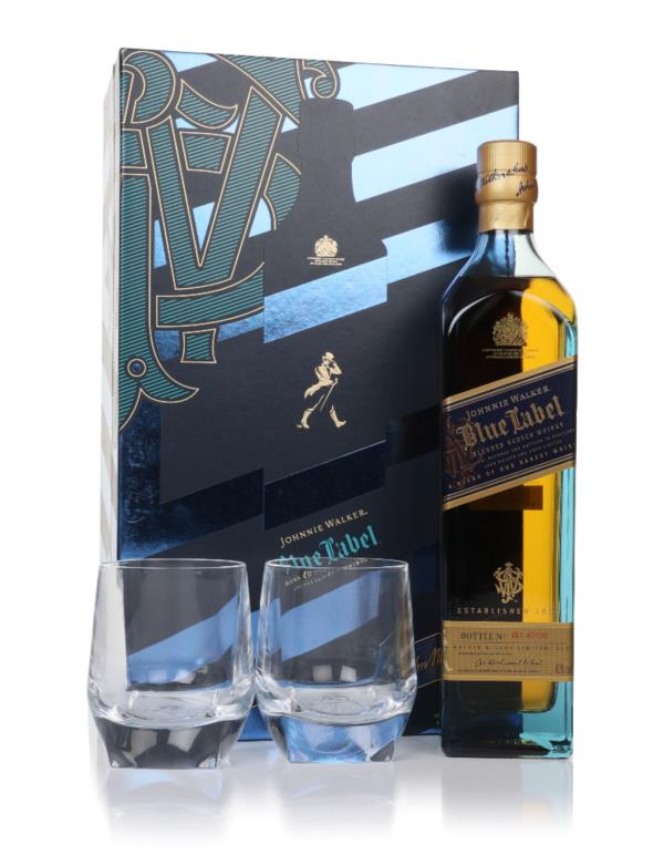 Johnnie Walker Blue Label Gift Set with 2x Crystal Glasses Blended Whisky