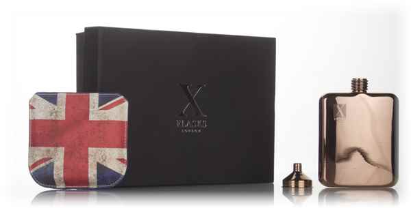 X Flasks - Rose Gold Flask with Union Jack Pouch