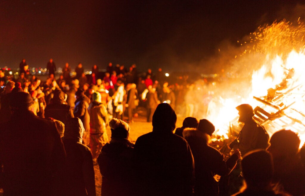 Revellers gathered for Bonfire Night