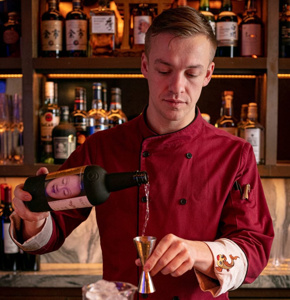 James Hawkins from Sexy Fish using new make spirit