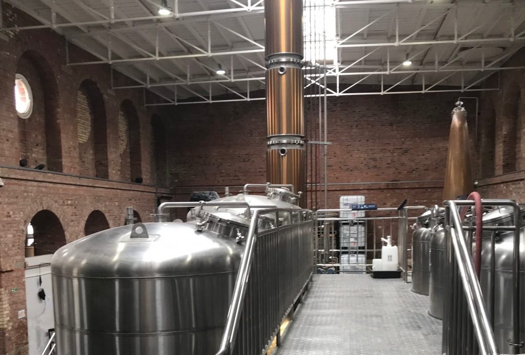 The column still at the heart of the Copper Rivet Distillery