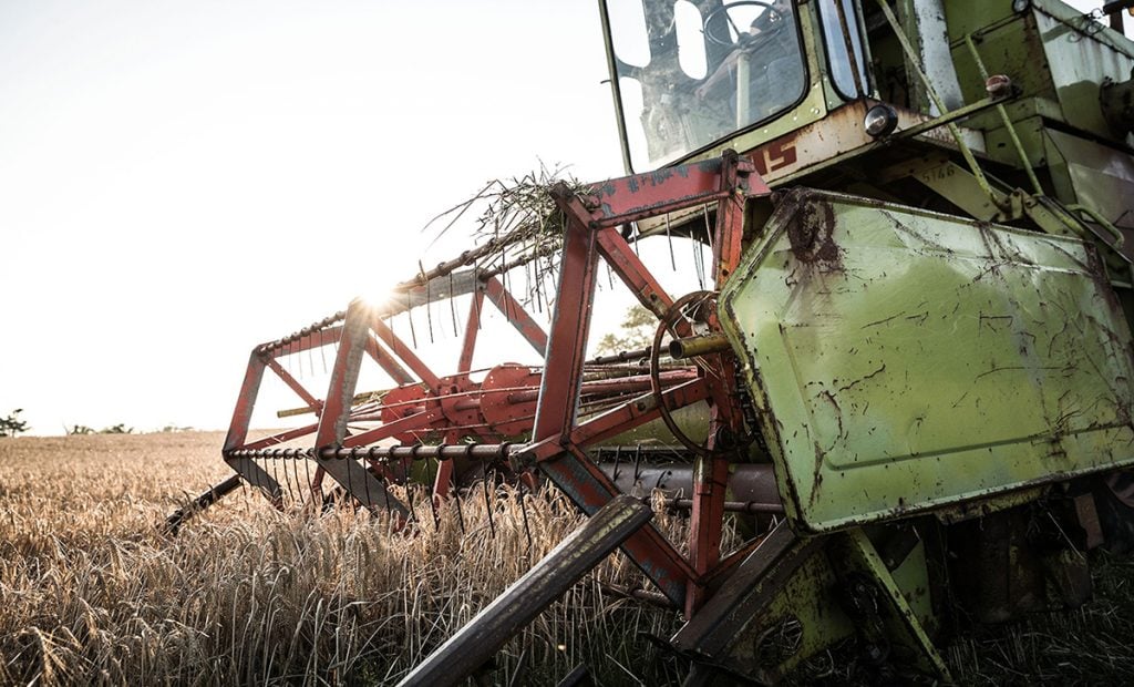 Barley being harvested