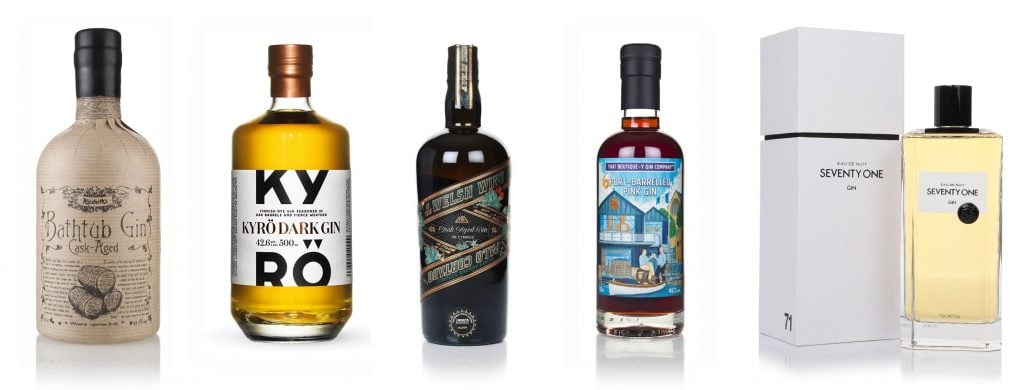 An array of cask aged gins