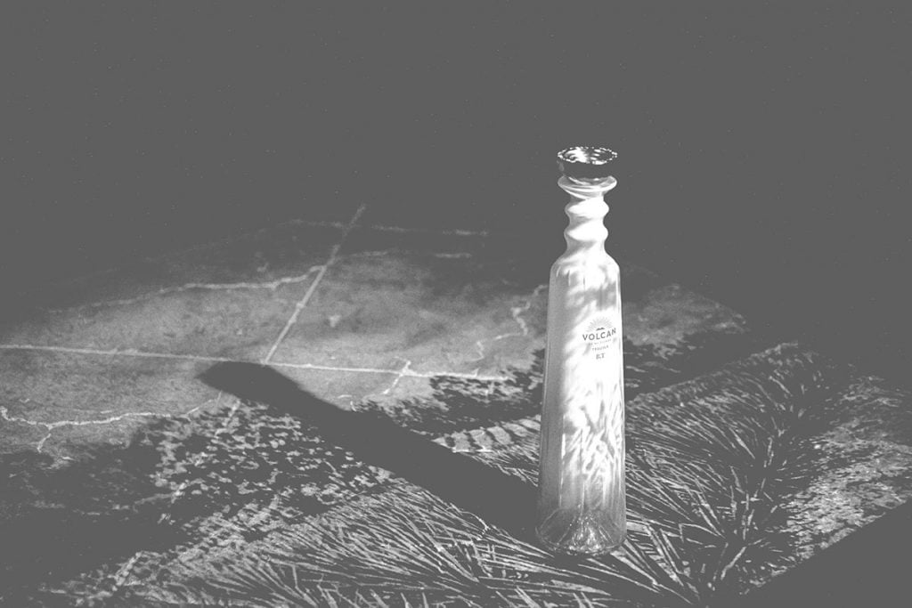 A bottle of Volcan Blanco Tahona