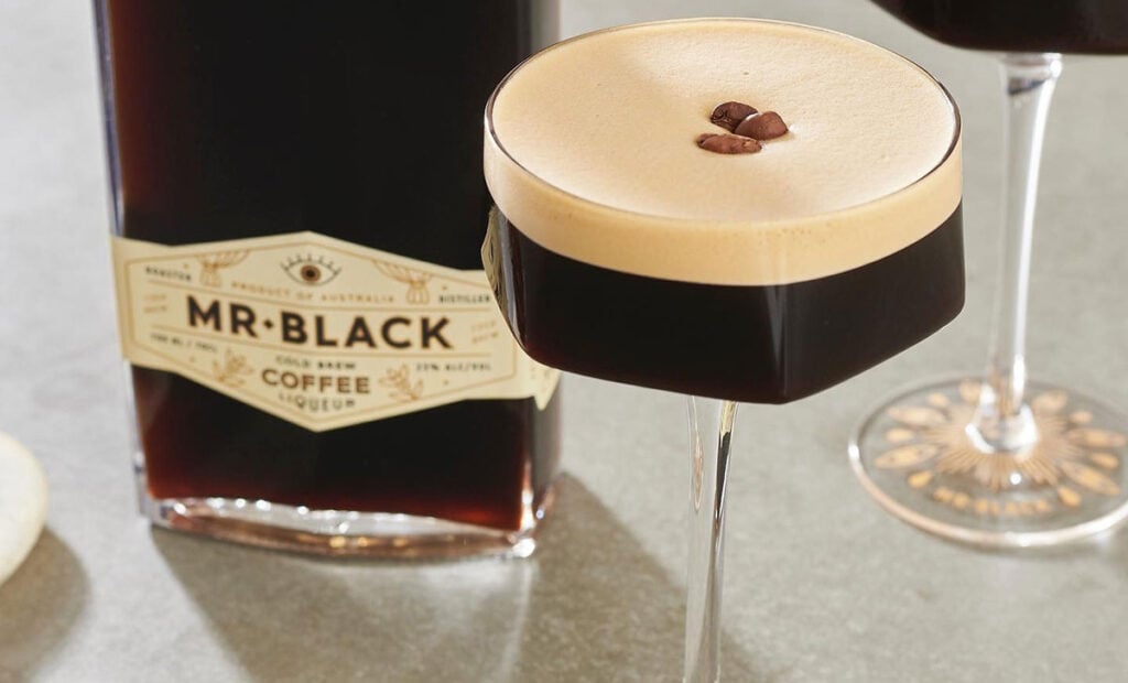 A snapshot of Mr. Black Coffee Liqueur and an Espresso Martini