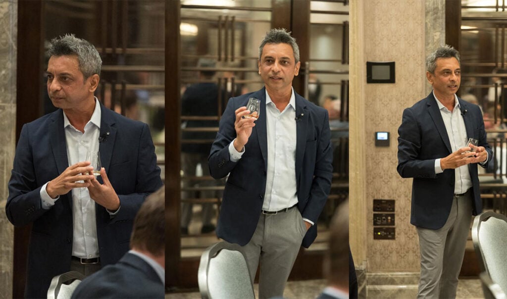 Michael d'Souza, Paul John whisky master distiller, doing a presentation on Indian whisky