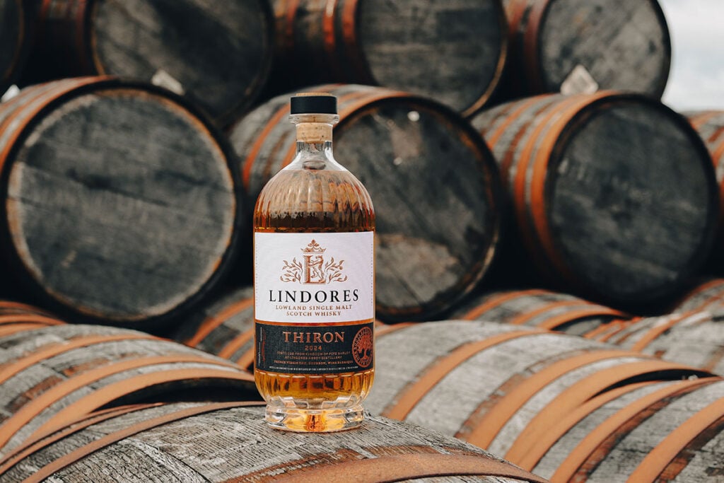 A bottle of Lindores Thiron, the latest release from the distillery
