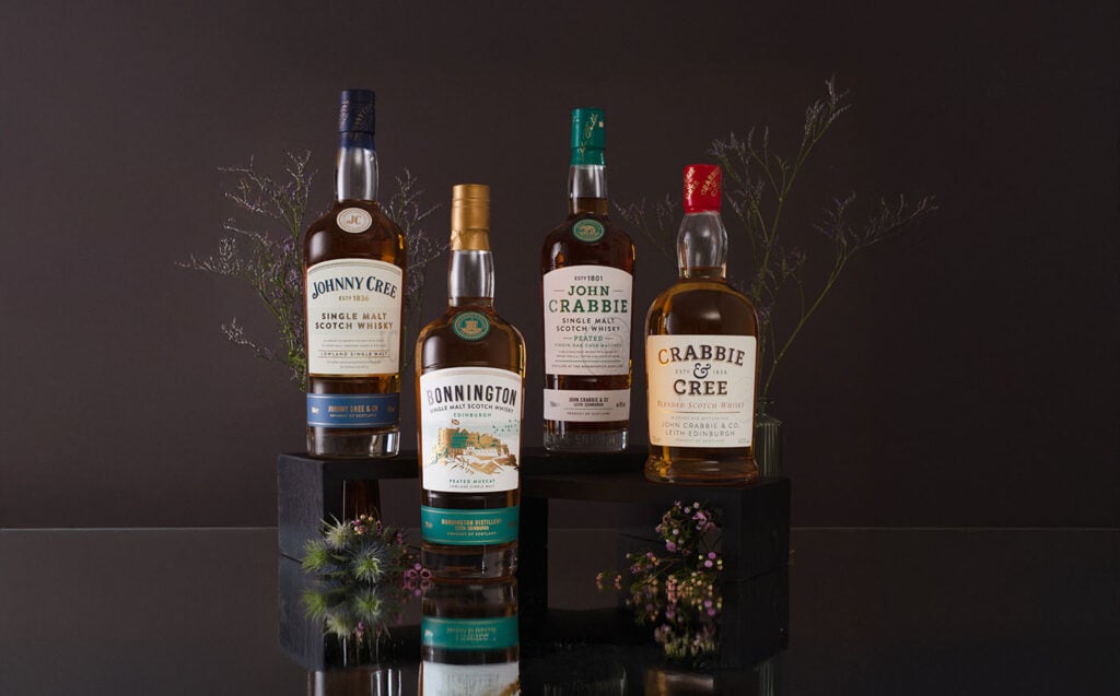 Crabbie whisky bottles arranged for the Explore Scotch Competition by Master of Malt