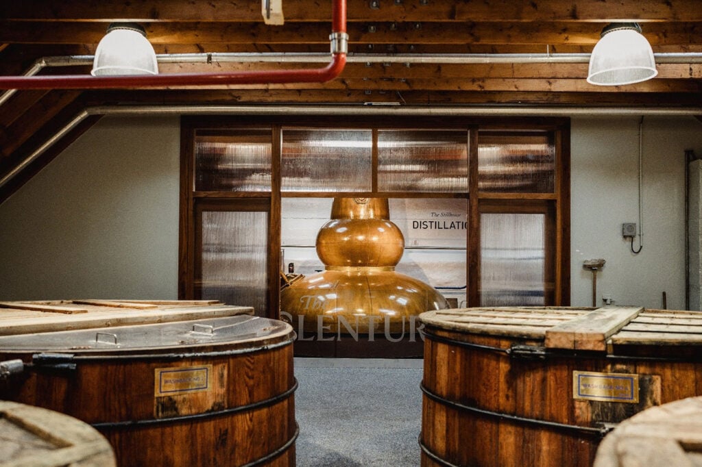 Old traditional wooden whisky washbacks