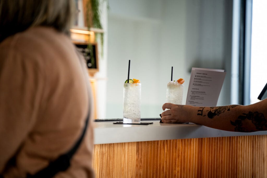 Cocktail being served at the bar at Eden Mill's new St Andrews distillery