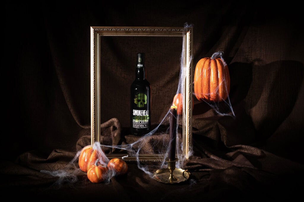 Smokehead Unfiltered from Master of Malt in a Halloween scene