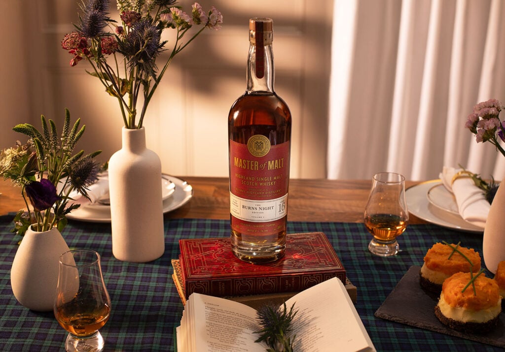 The Master of Malt Burns Night 2026 bottling at a Burns Supper scene