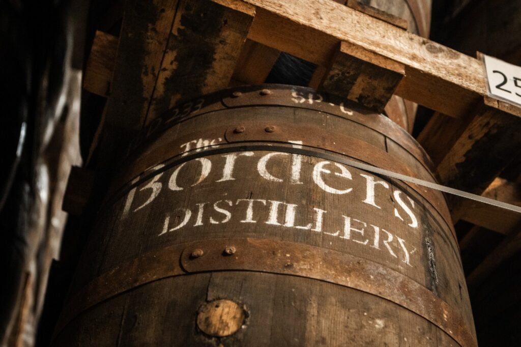 A cask of whisky at The Borders Distillery