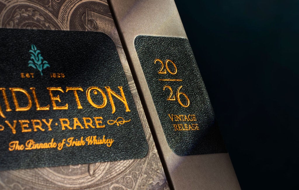 The presentation box for Midleton Very Rare 2026 Vintage