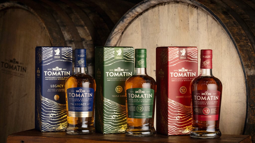 Tomatin core range displaying the 2026 packaging redesign