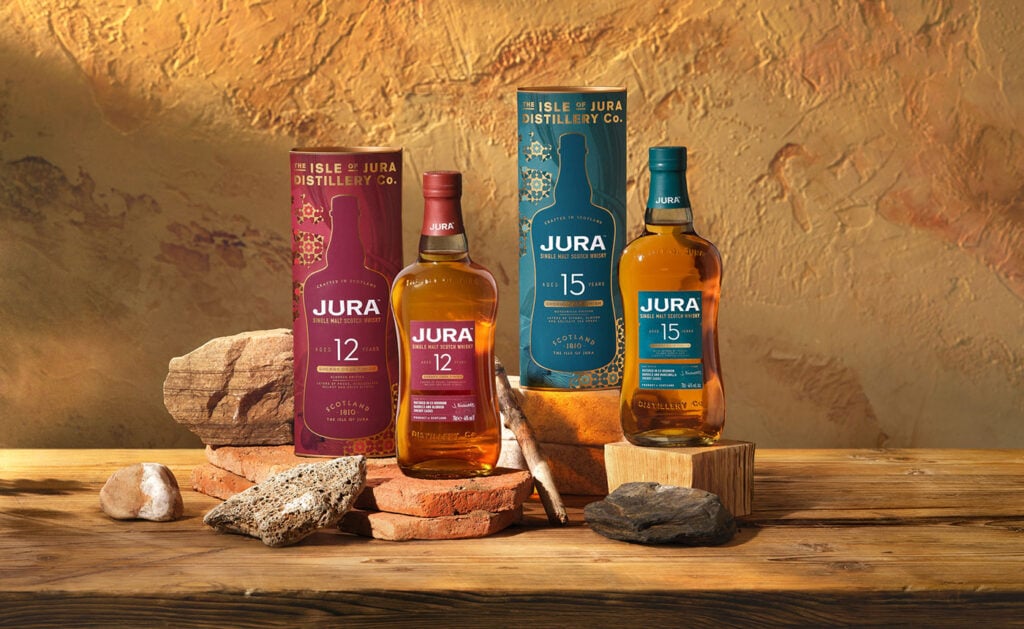 Bottles of Jura 12 and 15 Sherry Cask in a Spanish scene