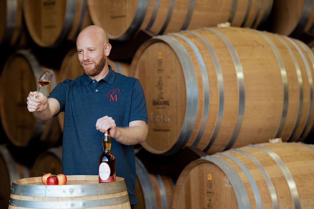 Père Magloire Calvados tasted in a warehouse in Normandy
