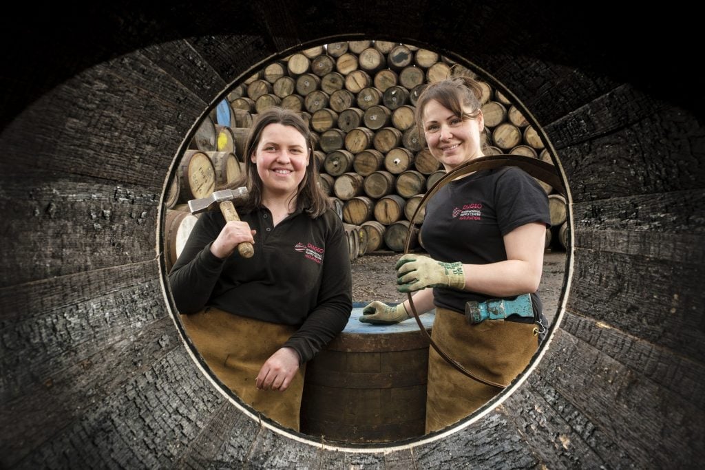 L-R Angela Cochrane and Kirsty Olychick are the UK's first coopering apprentices