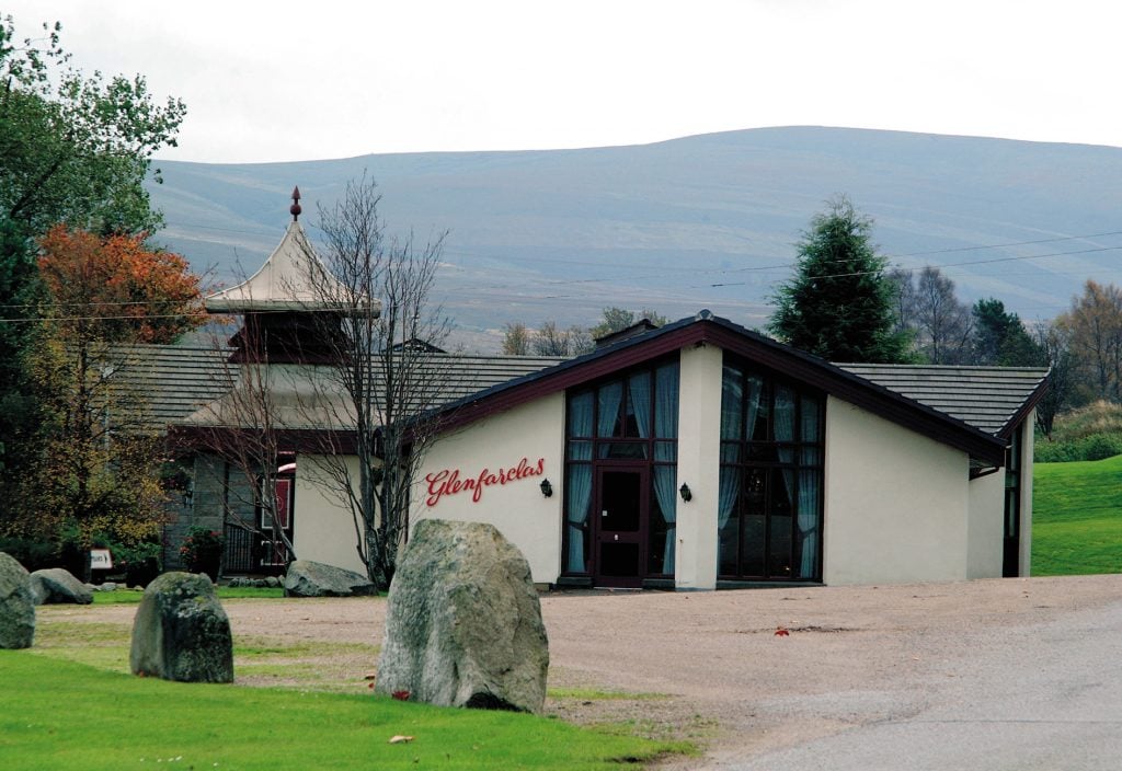 Glenfarclas Distillery, mountain background