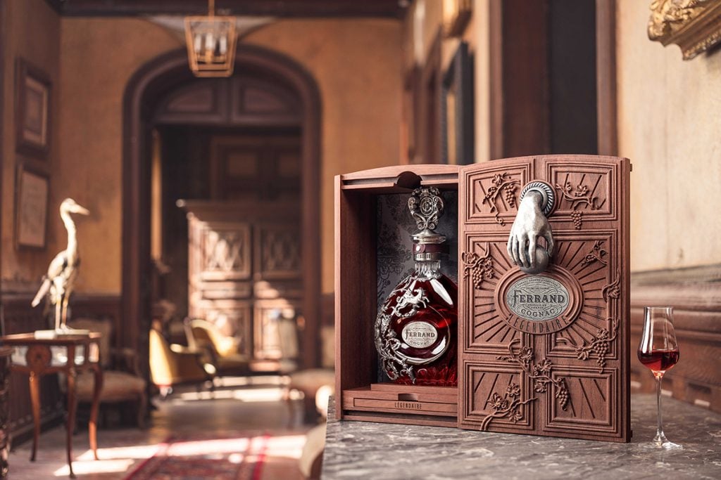 A bottle of Ferrand Légendaire Cognac