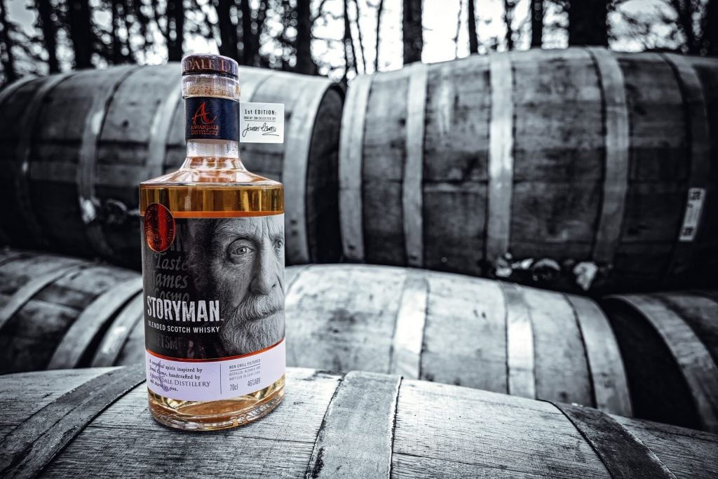 Storyman Blended Scotch Whisky on a barrel
