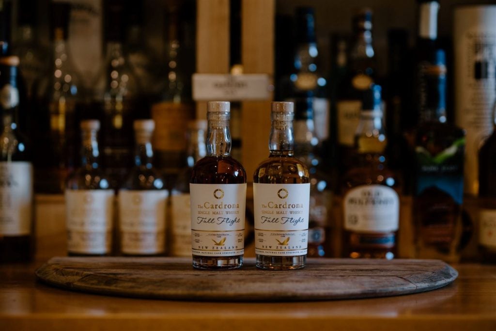 Bottles of Cardrona Full Flight whiskies