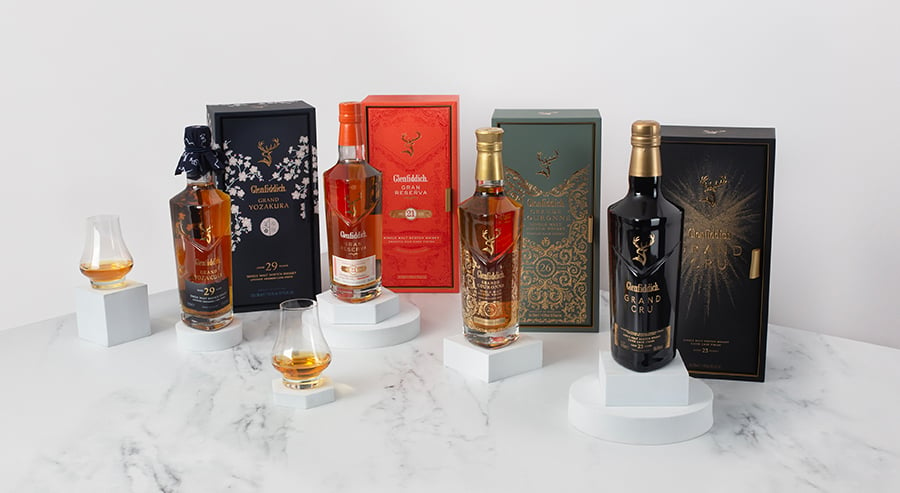 A selection of Glenfiddich whisky that can be won