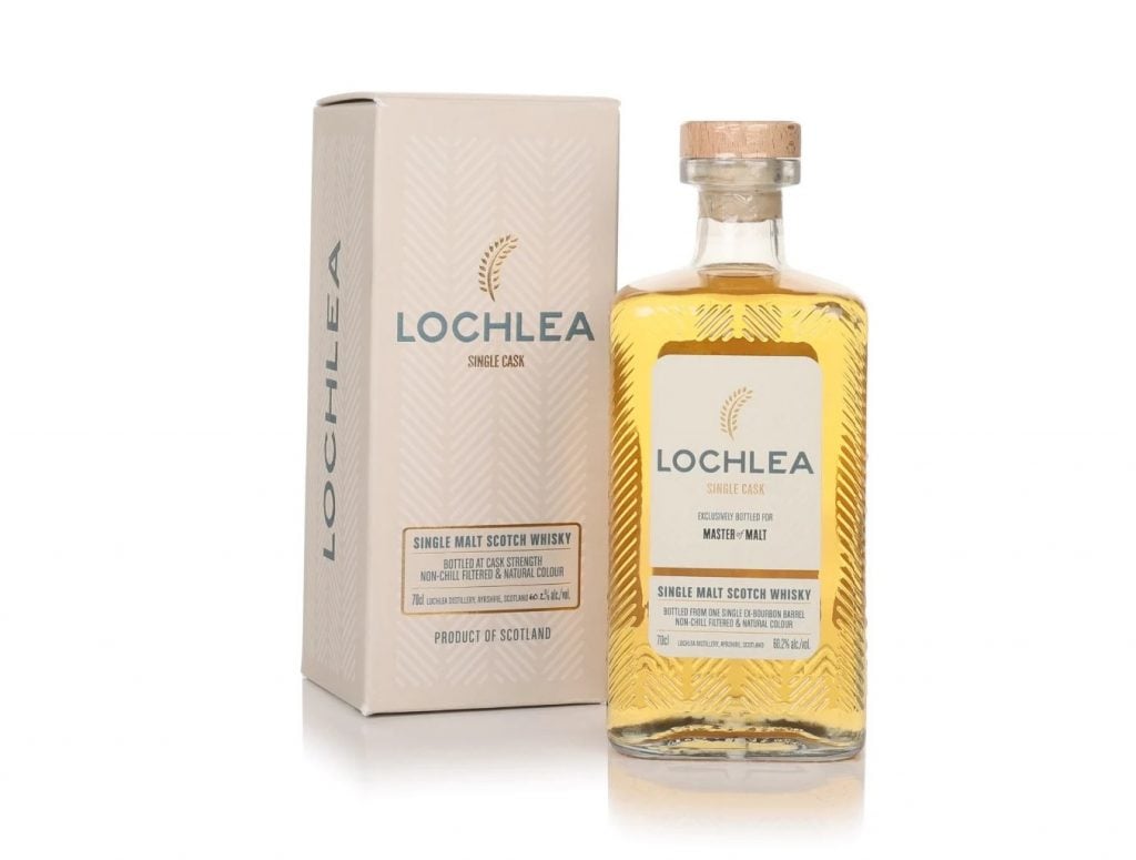 Lochlea Master of Malt exclusive whisky bottle and carton