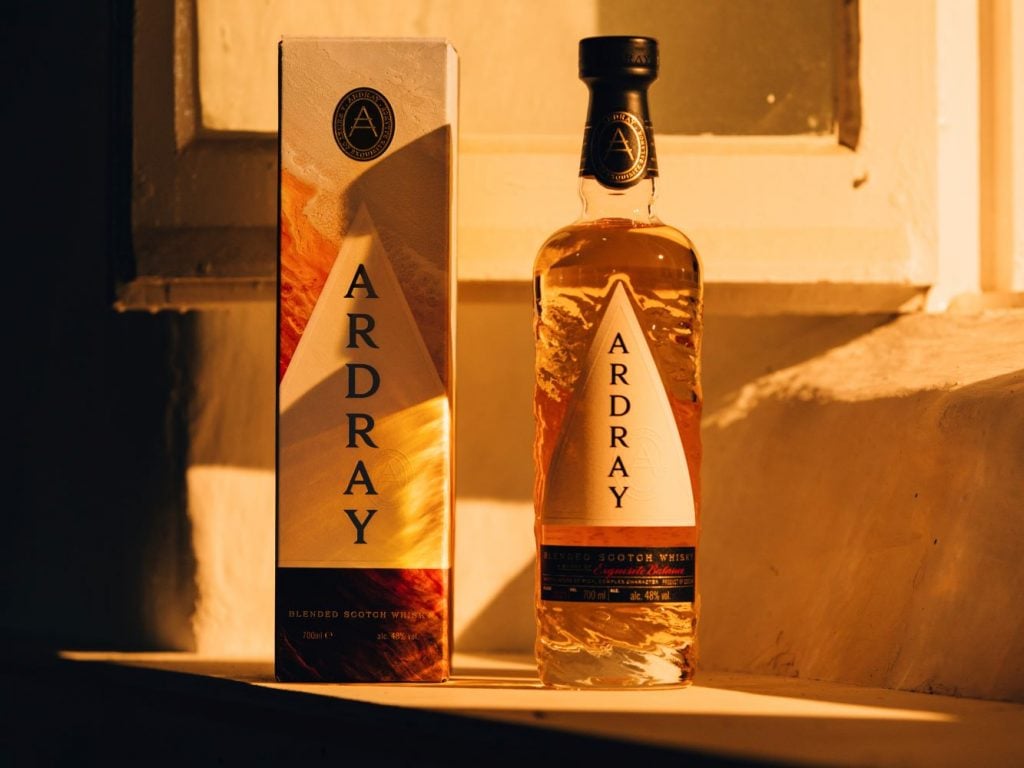 Ardray blended Scotch whisky bottle and carton