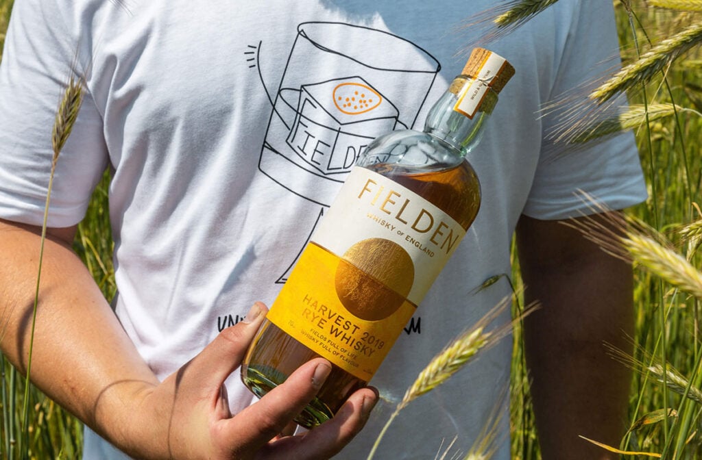 A bottle of Fielden Harvest 2019 Rye Whisky