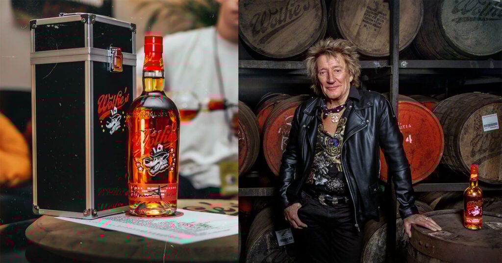 Win a signed bottle of Wolfie's whisky from Sir Rod Stewart with a flight case