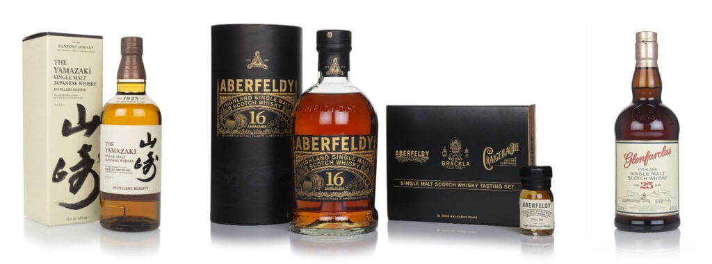 A selection of sherried whisky for the article How to pick your Christmas whisky