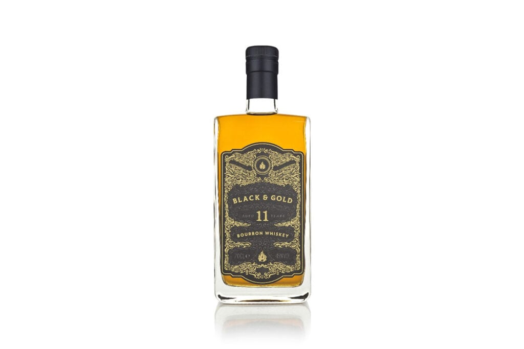 Black & Gold 11 Year Old Bourbon Whiskey is aged a long time for a bourbon