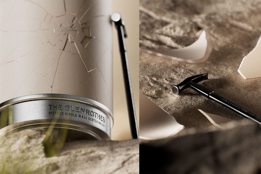 The Glenrothes 51 Year Old and the hammer used to smash it