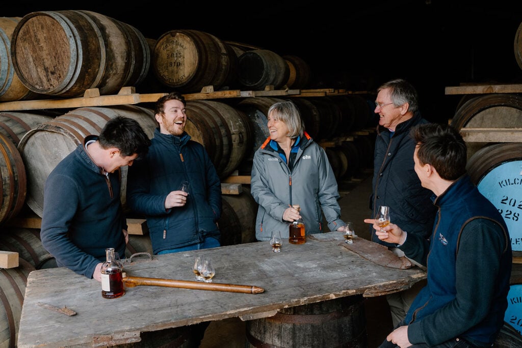 The Kilchoman founders in the distillery's warehouse