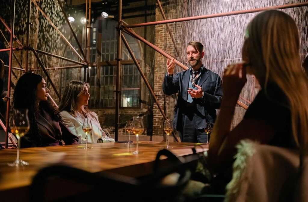 The Balvenie’s UK brand ambassador, Sean Fennelly leads a tasting event in front of a crowd