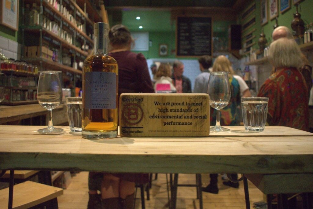 Recognition of Circumstance Distillery's B Corp certification 