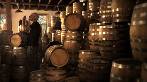 Hudson Whiskey warehouse barrels