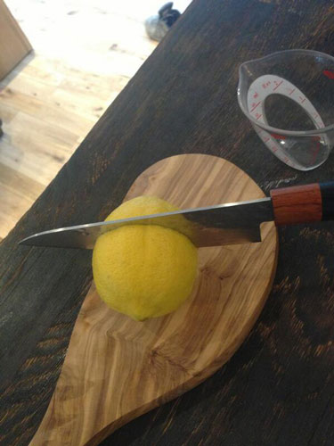 Cutting up a lemon