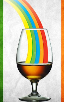 Rainbow in whiskey glass
