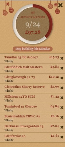 The Master of Malt Advent Calendar builder, with several drams of sherried whisky in it