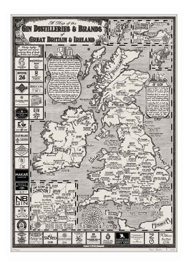 Map of Gin Distilleries & Brands of Great Britain & Ireland