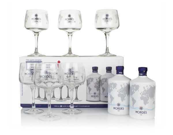 Nordés Atlantic Galician Gin Double Gift Pack with 6x Glasses