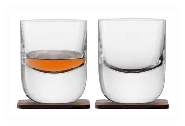 LSA Whisky Renfrew Tumblers & Walnut Coasters (Set of Two)