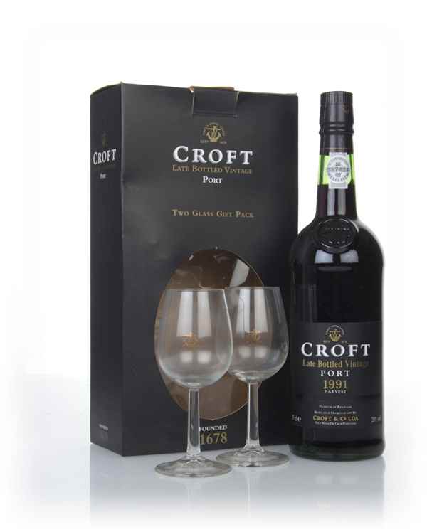 Croft Late Bottled Vintage 1991 Gift Pack with 2x Glasses