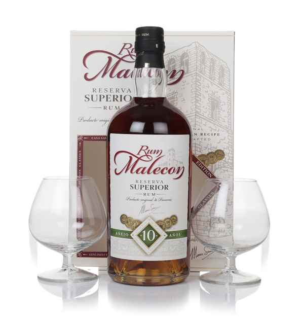 Malecon 10 Year Old Reserva Superior Gift Set with 2x Glasses