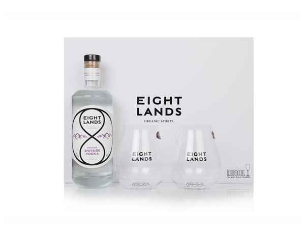 Eight Lands Vodka Gift Set with 2x Glasses